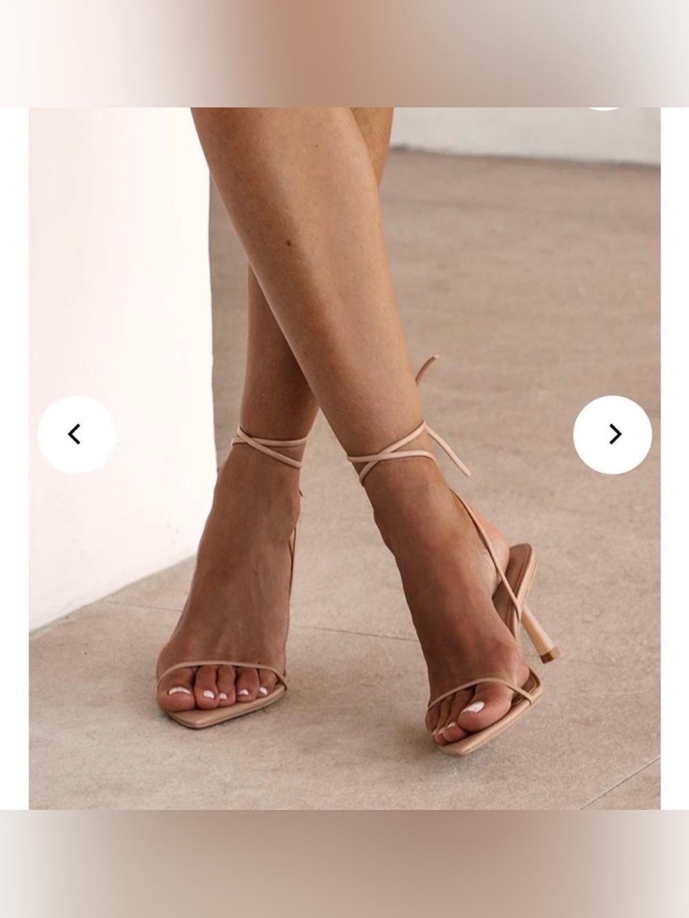 Covet HARLO Nude Lace-Up Mid Heel Sandals